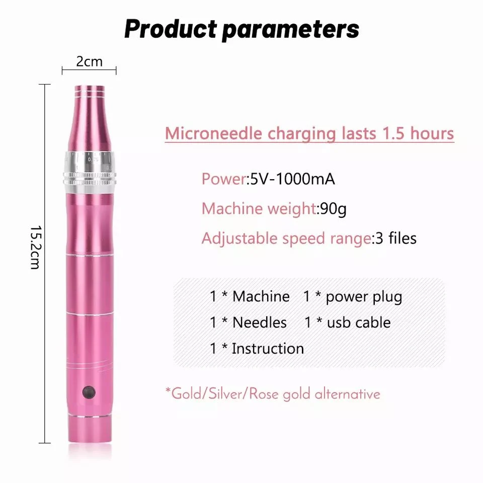 High quality/High cost performance Rechargeable Beauty Instrument 3 Speeds Electric Microneedle Needle Derma Pen for Tattoo Care