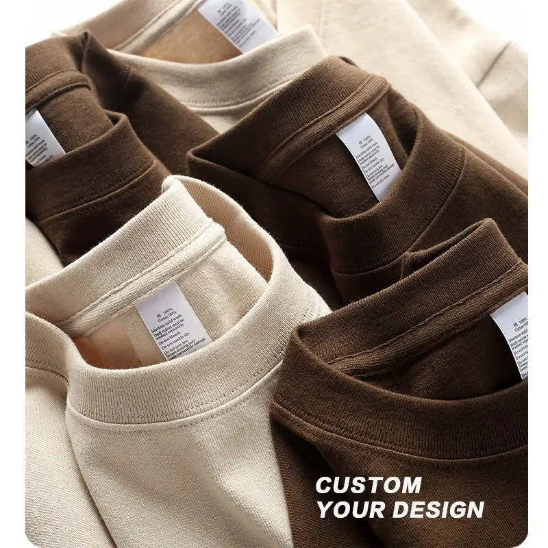 Großhandel/Lieferant Männer Casual 100% Baumwolle Solid Color Blank Rundhalsausschnitt schwer Gewicht T-Shirts Kleidung Custom T-Shirt mit Druck Stickerei Logo