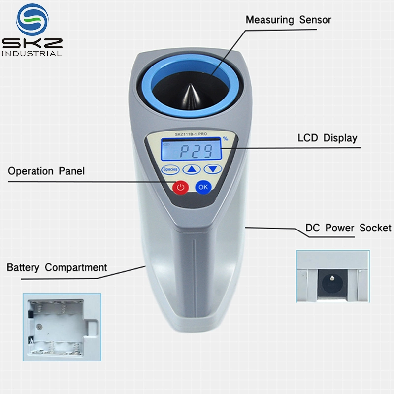 China Food Cotton Peanut Long Paddy Round Rice Soybean Grain Moisture Tester Percentage and Mass Meter