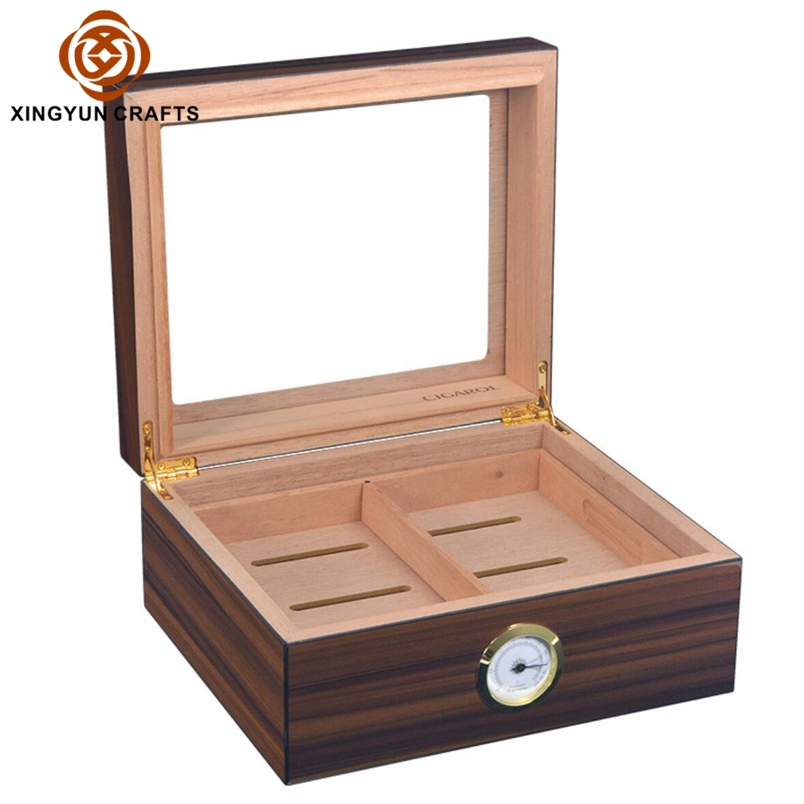 Luxury Wood Cedar Packing Box Piano Glossy Finish Ebony Humidor Box Customzied Cigar Box