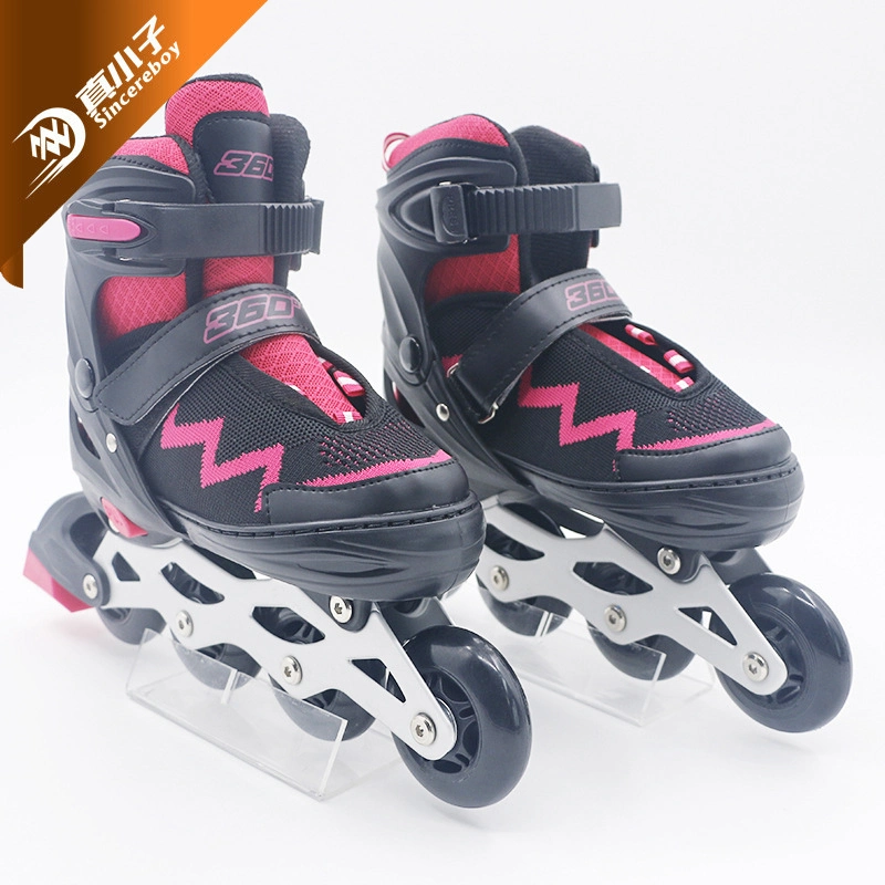 Plastic Chassis Quad Double Roller Skates for Children with High Hardness Elastic PU Flashing Wheel