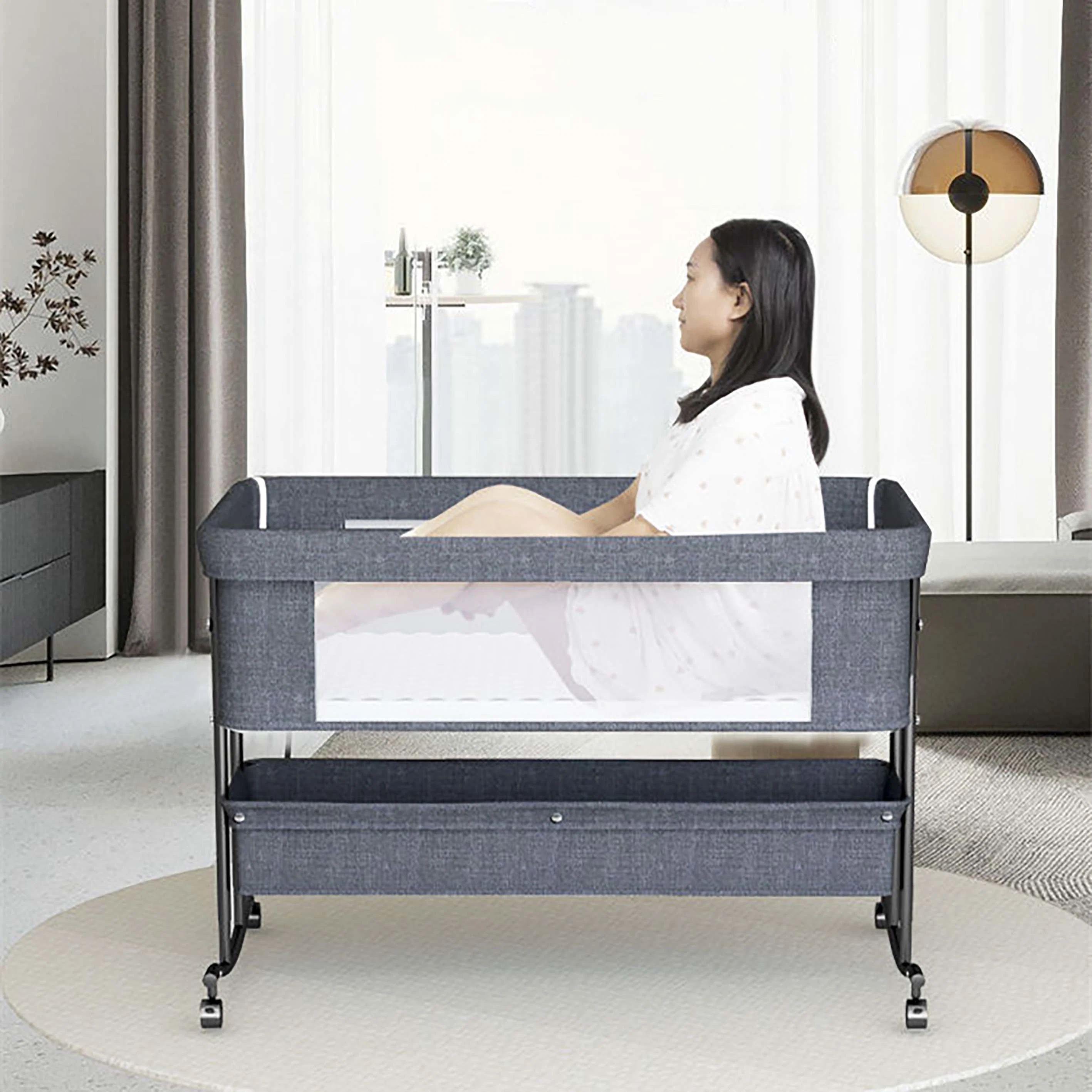 Baby Cradle Portable Crib with Wheels Bassinet Bedside Sleeper Bed