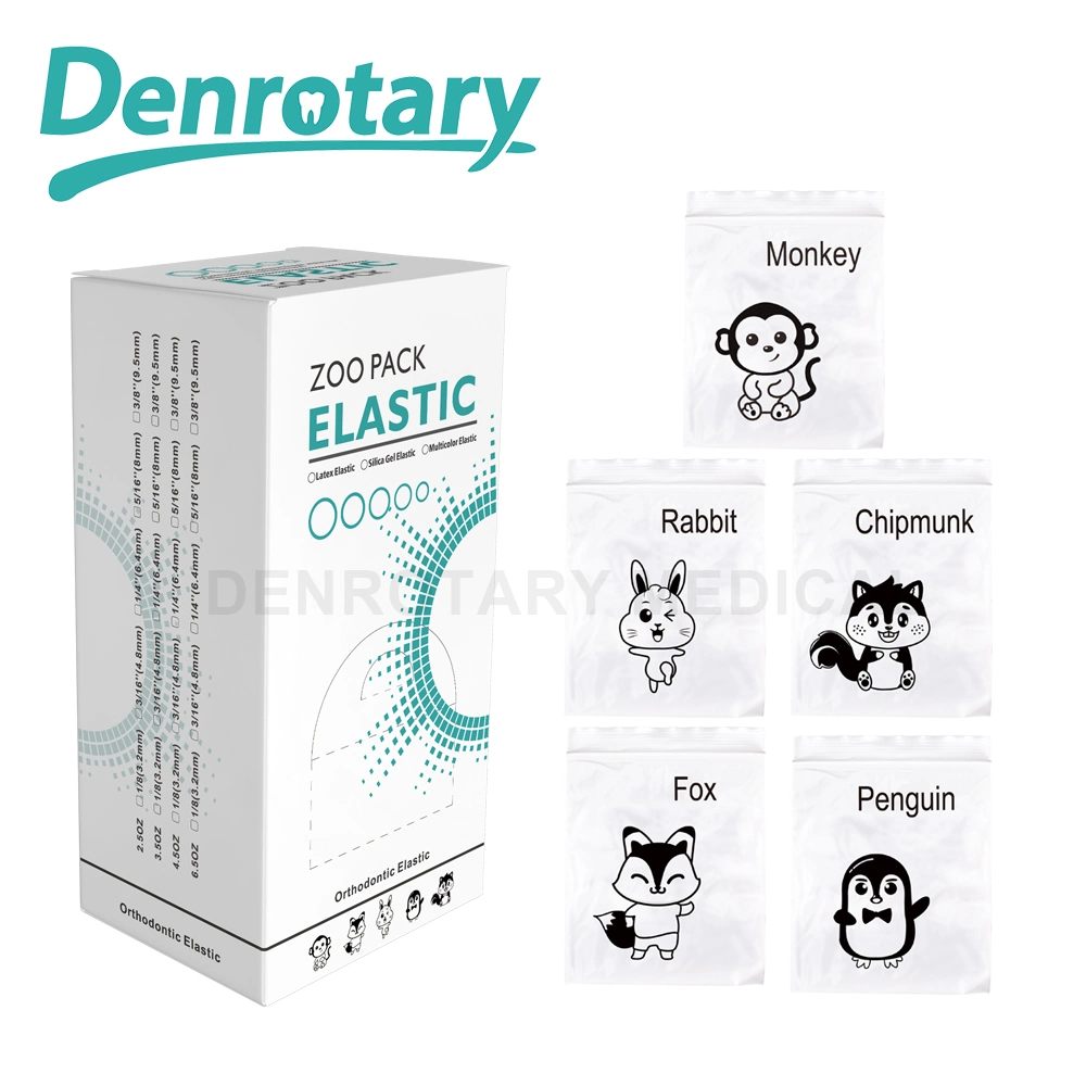 Denrotary Latex Rubber Bands Animal Rubbers Elastic Orthodontic Manufacturer Multicolor Elastics with CE FDA