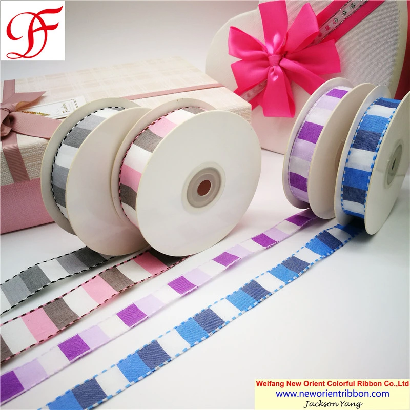 100% Polyester Color Woven Gingham Ribbon for Gifts/Wedding/Wrapping/Party Decoration/Christmas/Packing/Garment/Bows/