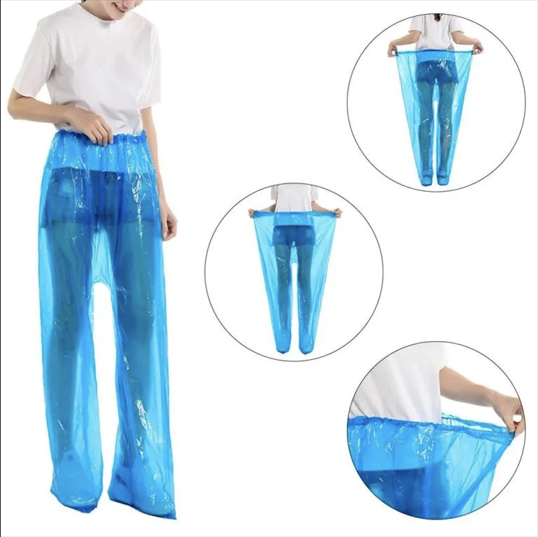 42inch OEM Blue Disposable CPE Plastic Raincoats with Pants