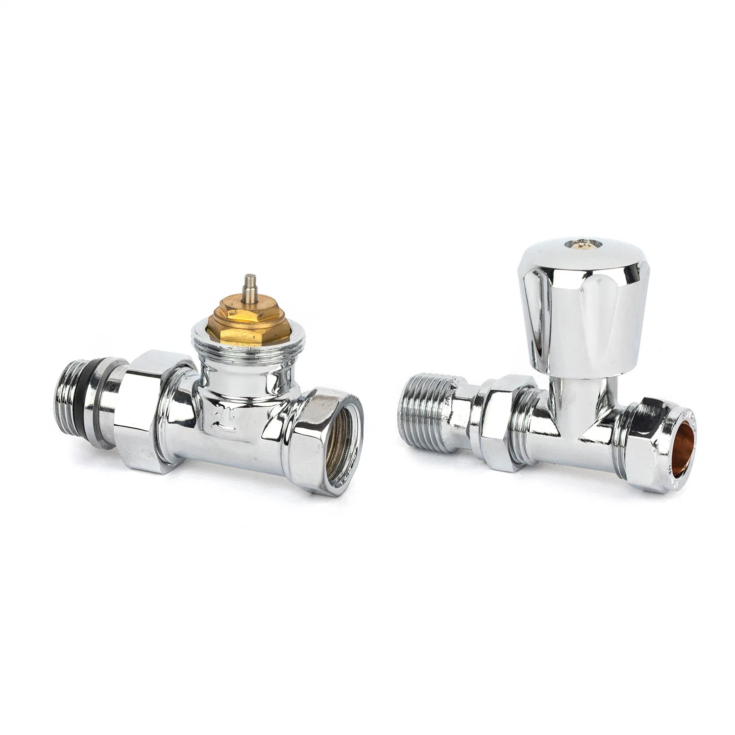 Brass Aluminum-Plastic Tube Straight Manual Temperature Control Valve Radiator Adjustable Thermostatic Valve, Supporting Connection Accessories