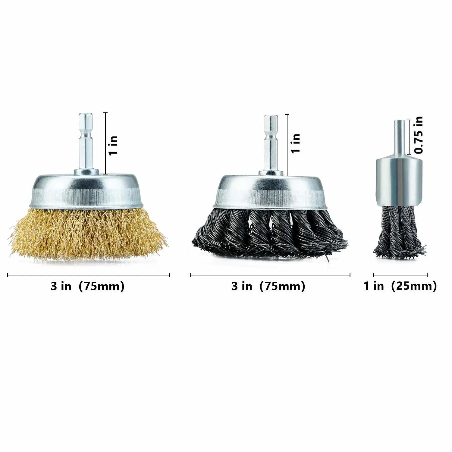 Metal Rust Removal Polishing Steel Wire Wheels Abrasive Brushes Set for Tools