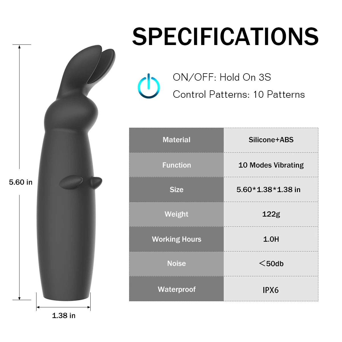 Vibrador de conejo sexual juguete Masturbación femenina estimulación G-Spot Masaje sexual Vibrador