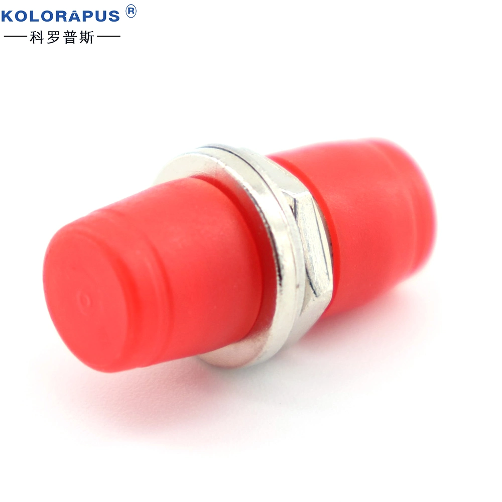 Fiber Coupler FC Round Singlemode Flange Fiber Optic Cable Adapter Connector (Red)