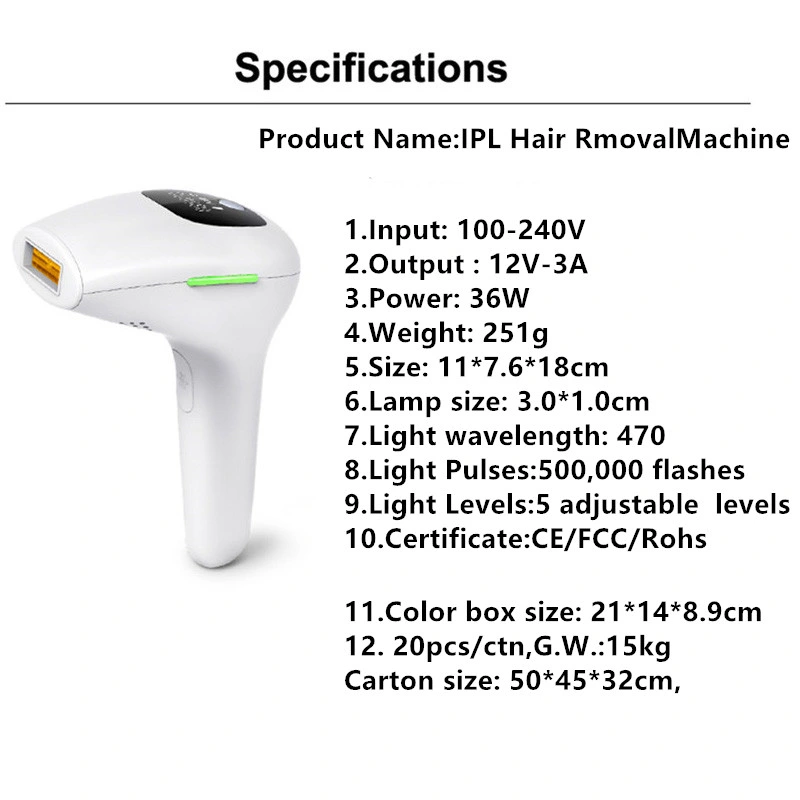 50000 Flashes Auto Electric Portable IPL Laser Hair Removal Machine