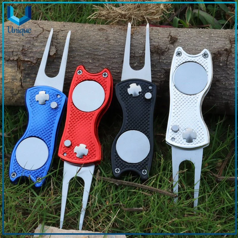 Golf Customized Retractable Switch Blade Ball Markers Divot Tool, Custom Logo Golf Repair Tool Divot Tool