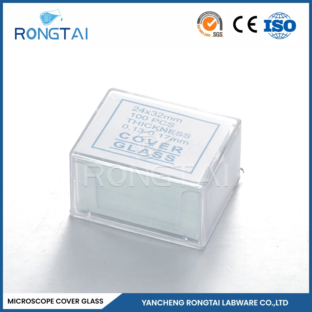 Rongtai Microscope Cover Glass Coverslips Cover Slips Factory Lab Slide Price China 24X24mm Biological Laboratory Glass Slide