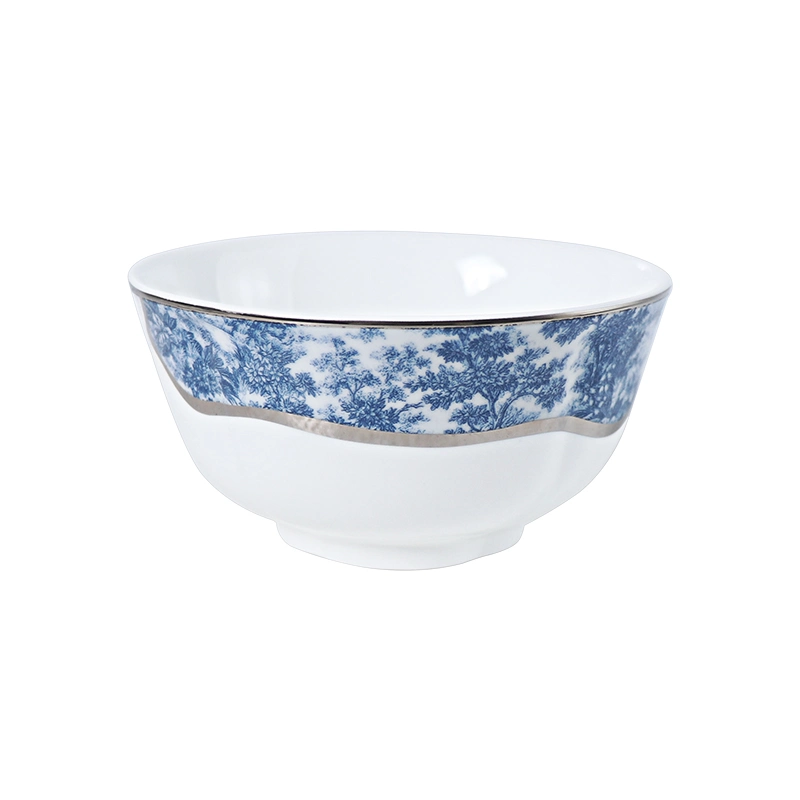 Blue White Bone China Luxury Bowl para sopa