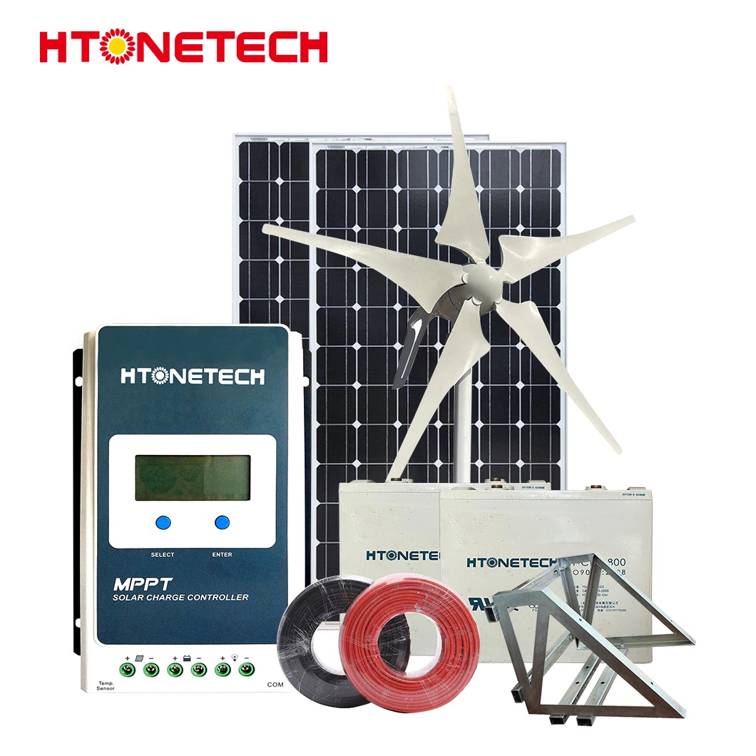 Htonetech 330 Watt Monocrystalline Solar Panel Wholesalers off Grid Solar Power Systems China Residential Wind Power Systems with 1 kVA Wind Turbine