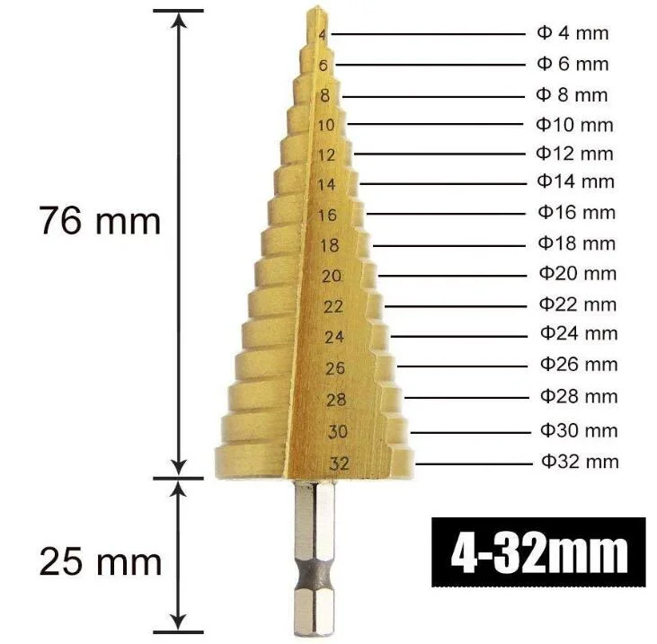 3PCS High-Speed Concrete Steel Step Drill Bit for Wood and Tough Use Step Set