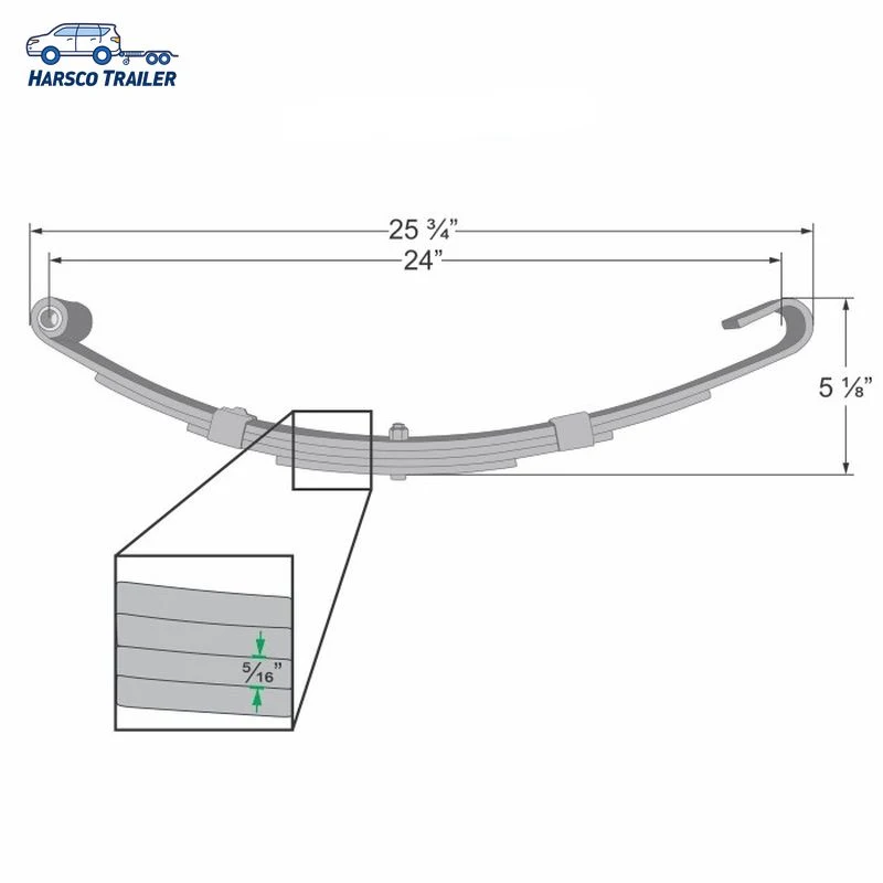 4 hojas 1 3/4 pulgadas de ancho - 1400 Lbs. Capacidad para 24" de enlazar las zapatillas de ballesta