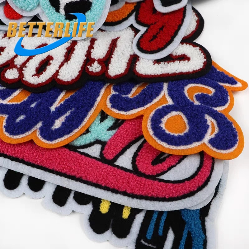 Custom Factory Embroidery Woven Sequins Silk & Embroidery Clothing Accessories Iron on Chenille Designer Sequins Patch Embroidered Badges for Clothes