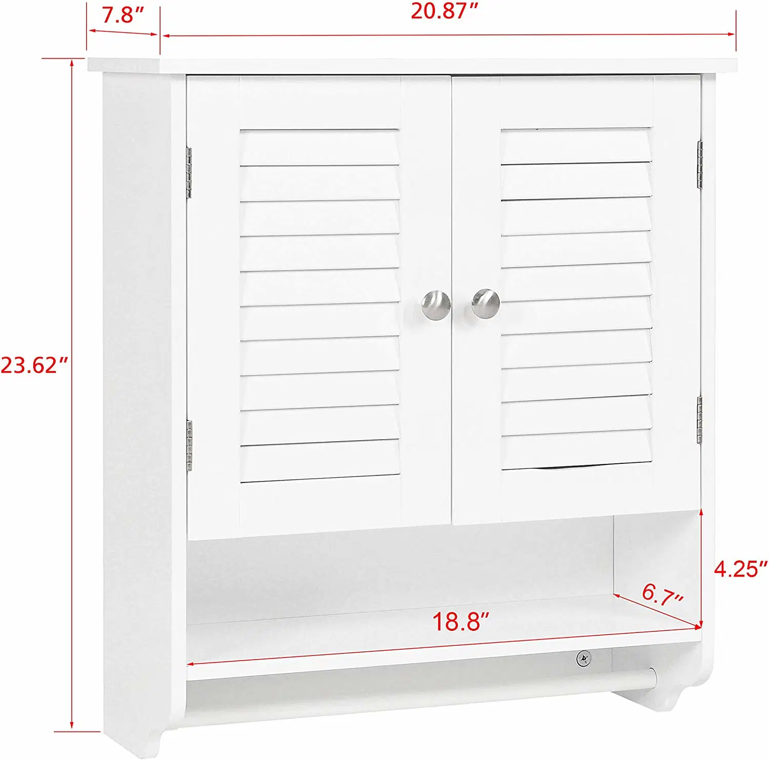 Mobiliario de casa cuarto de baño blanco Two-Door armario de pared Sala de estar con estante ajustable