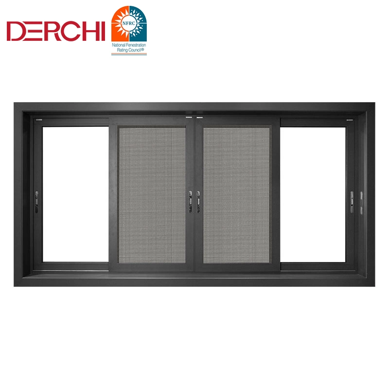 Ahorro de energía de doble acristalamiento de ventana deslizante Casement impacto de huracanes de la ventana corrediza de vidrio aluminio pasiva