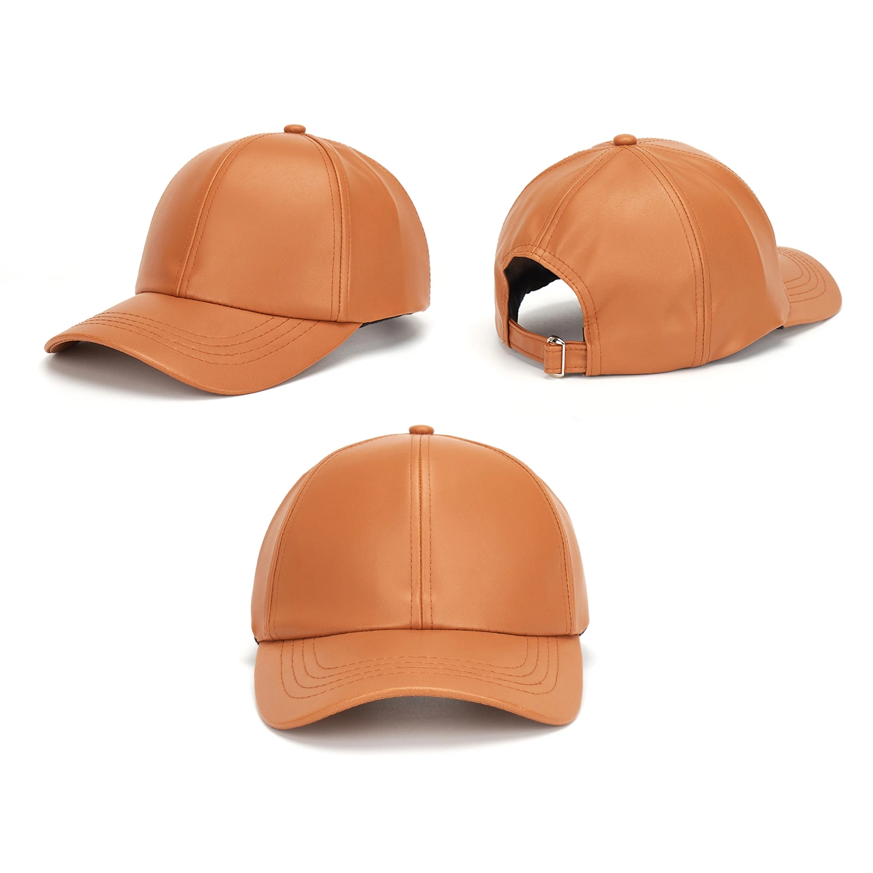 2023 Nuevo estilo 6 Panel de alta calidad de cuero de PU Diseño de Logotipo personalizado Deportes en blanco gorra de béisbol