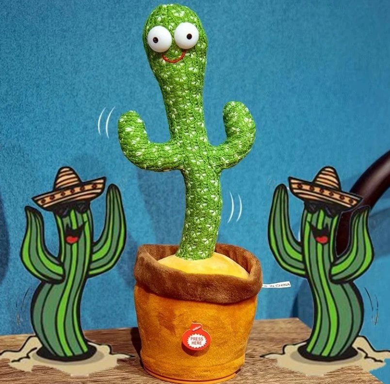Hablando de electrónica de baile agitar Muñeca de juguete de peluche de Cactus cantando