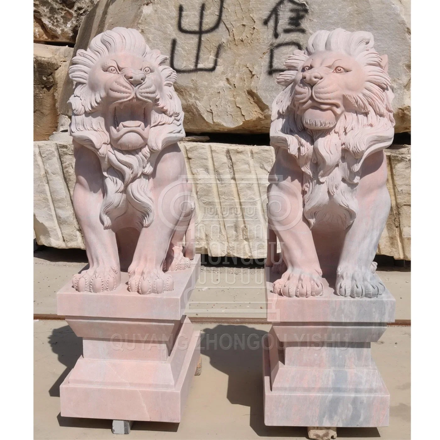 Carving China Animal Hand Engraving Marble Lion Statue Outdoor Garden Decoration