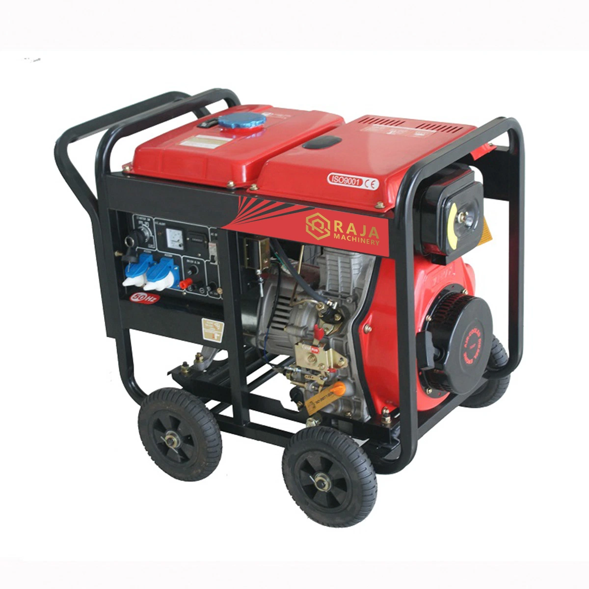 Air Cooled Open Type 5.7KW Diesel Generator with 4 Small Wheels