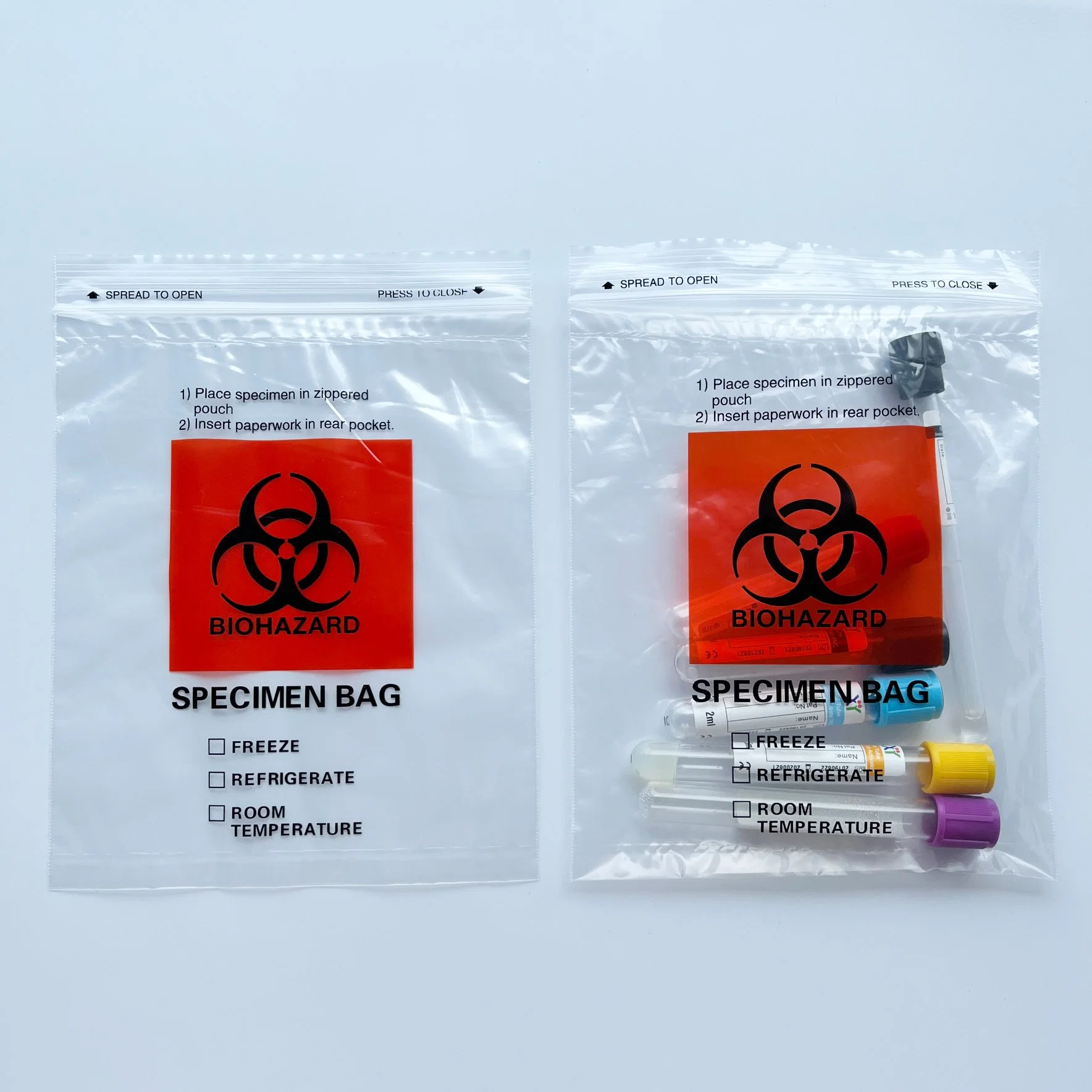 Clear Transparent Plastic Biohazard Specimen Bag