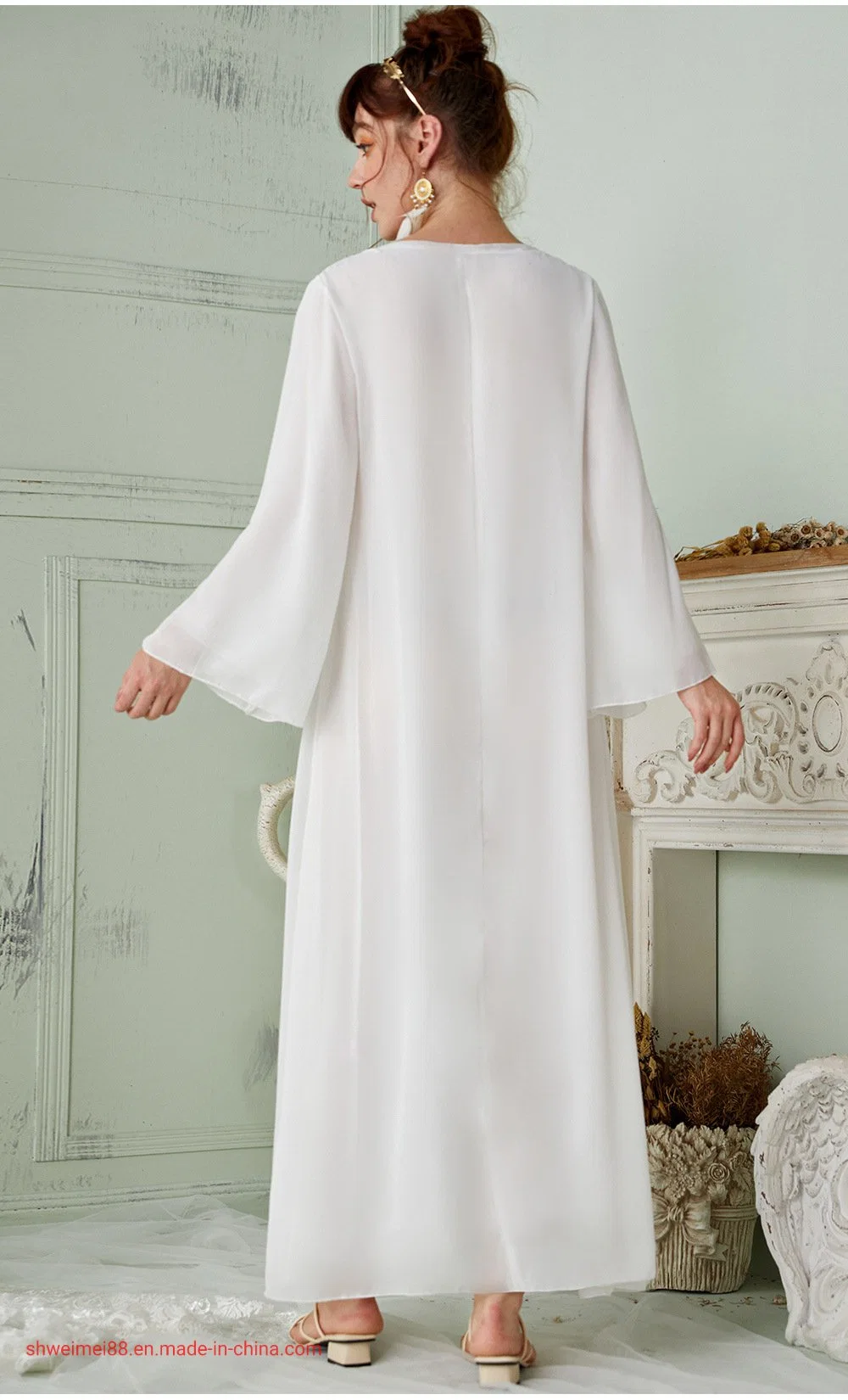 New Fashion Wholesale/Supplier Factory Women Dress Modest White Abaya Arabian Kaftan Ladies Dresses Canada Attire USA Singapore Maxi Dresses