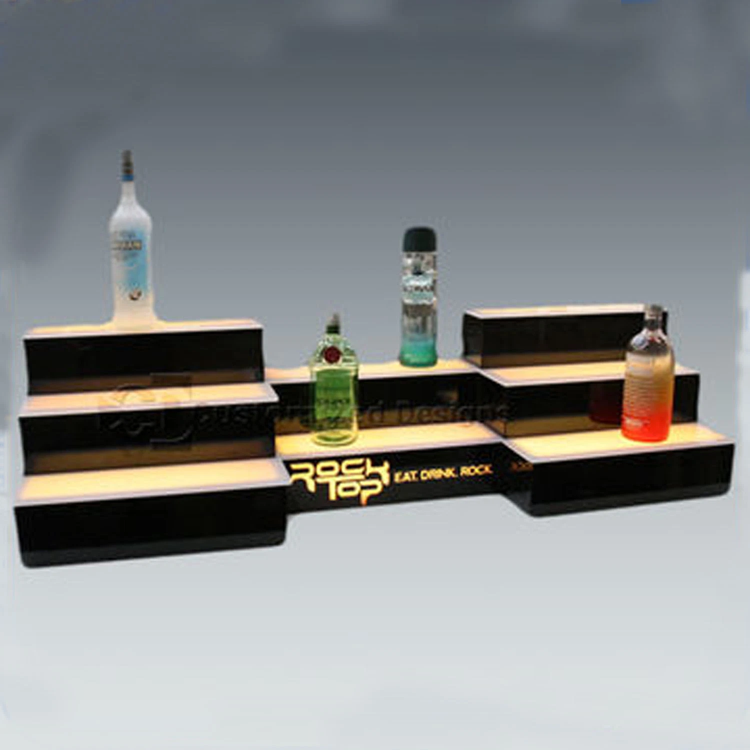 LED beleuchtet 3 Tier Schritt Liquor Display Rack Acryl Remote LED Leuchtende Display Regal Bar KTV Flasche Display Regal Rack-LED-Booth-Tisch