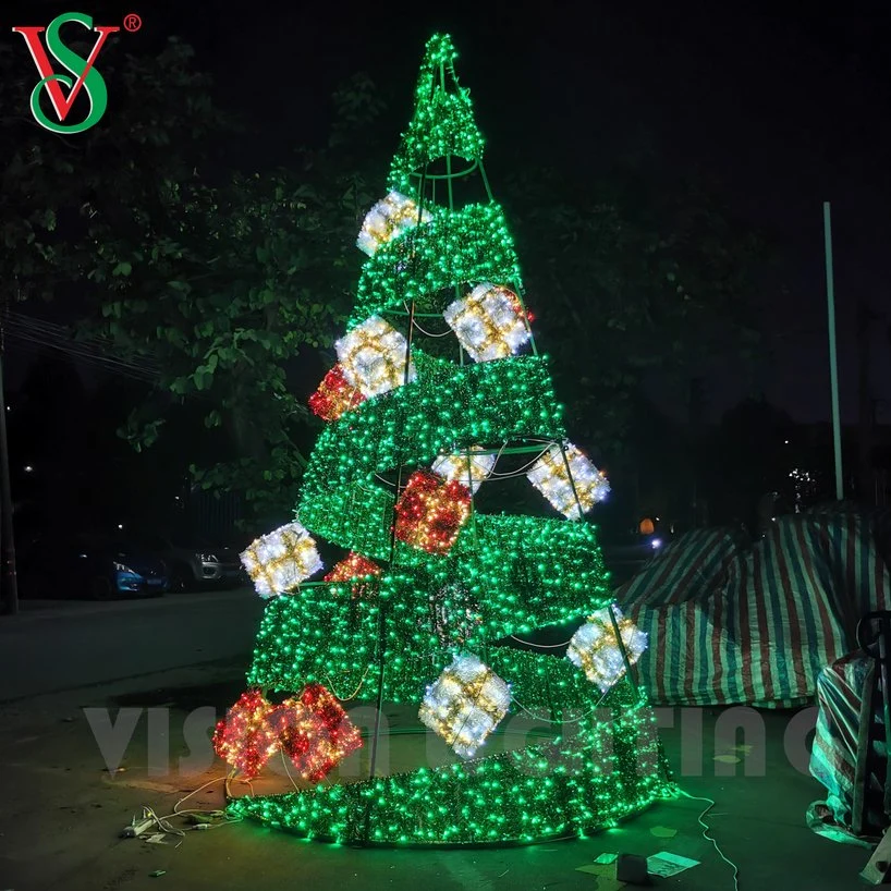 Customized Christmas Cone Tree Motif Light with LED Rope Lights