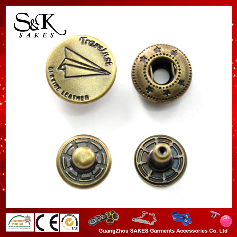 Anti-Brass Color Metal Brass Quality Snap Button for Garments