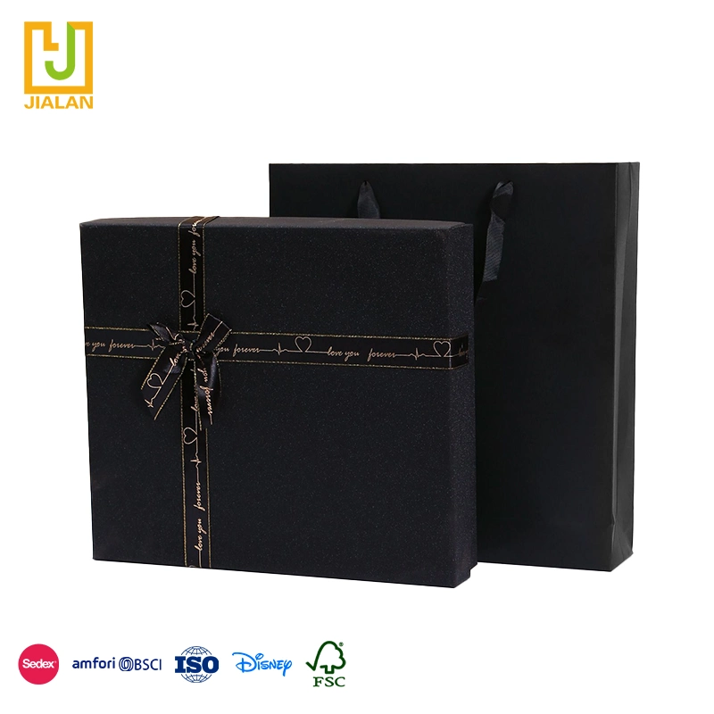 Modern Design Biodegradable Boutique Foldable Paper Box Gift Packaging Grey Cardboard Paper Carton with Bowknot