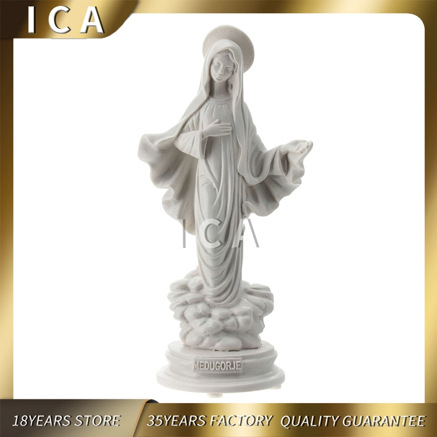 Outdoor Stone Carving Figure White Marble Virgin Mary Sculptures
