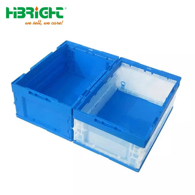 Compact Warehouse Plastic Stacking Folding Moving Crate Box for Transportation