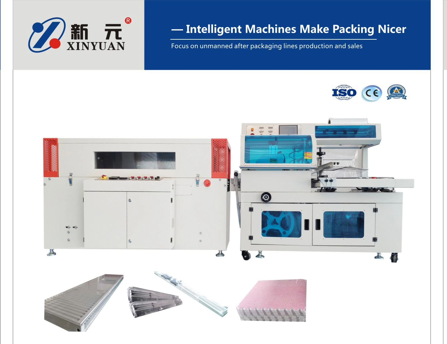 Automatic POF PVC PP PE Film Box Case Carton Heat L Bar Sealer Sealing Shrink Warp Packing Machine