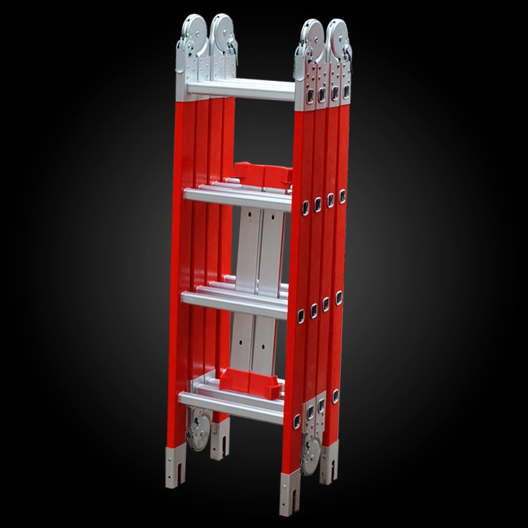 4*3 to 4*7steps Insuleted Fiberglass Multi-Purpose Telescopic Folding Ladder