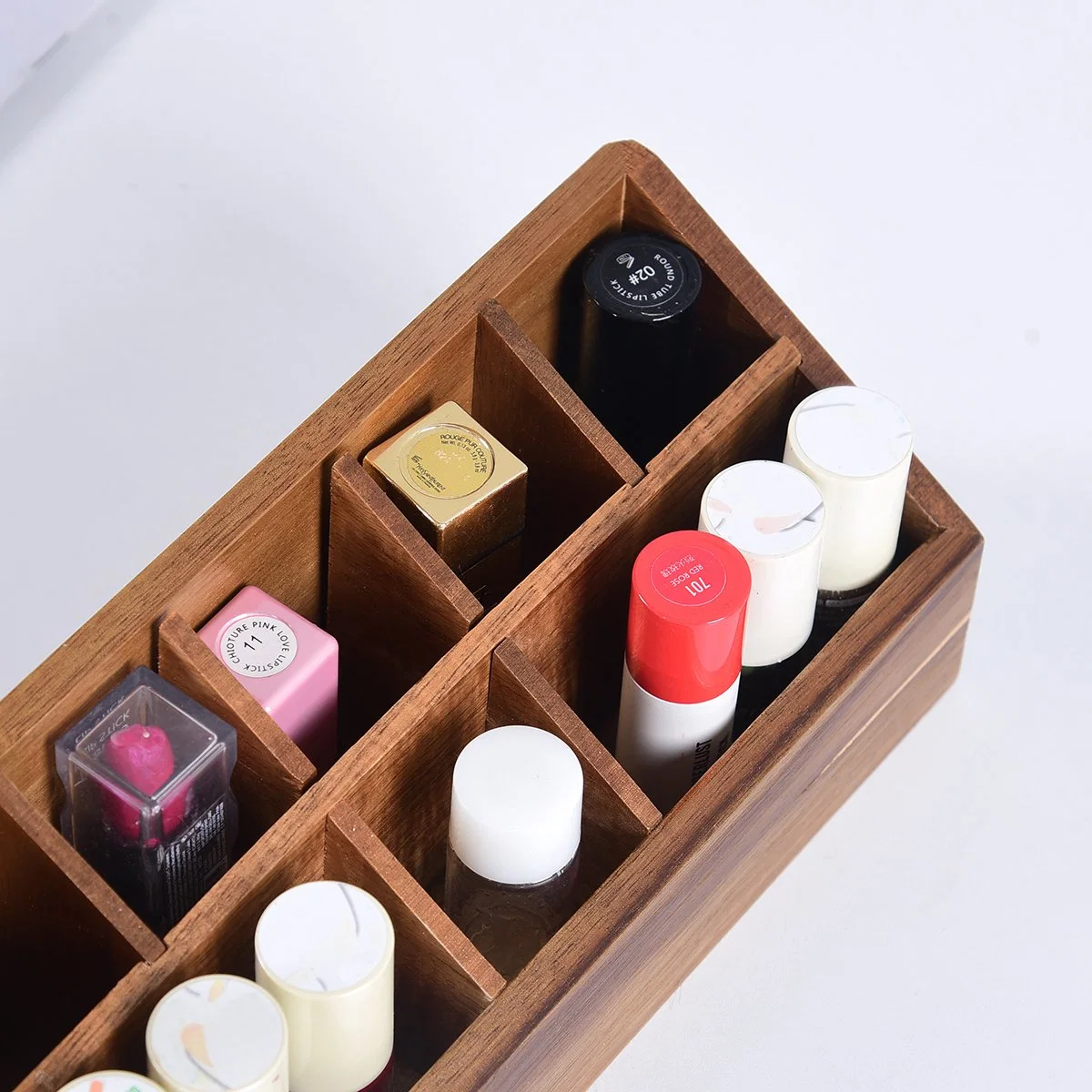 Bamboo Cosmetic Organizer صندوق ماكياج الخشب متعدد الوظائف مع 8 صناديق تخزين.