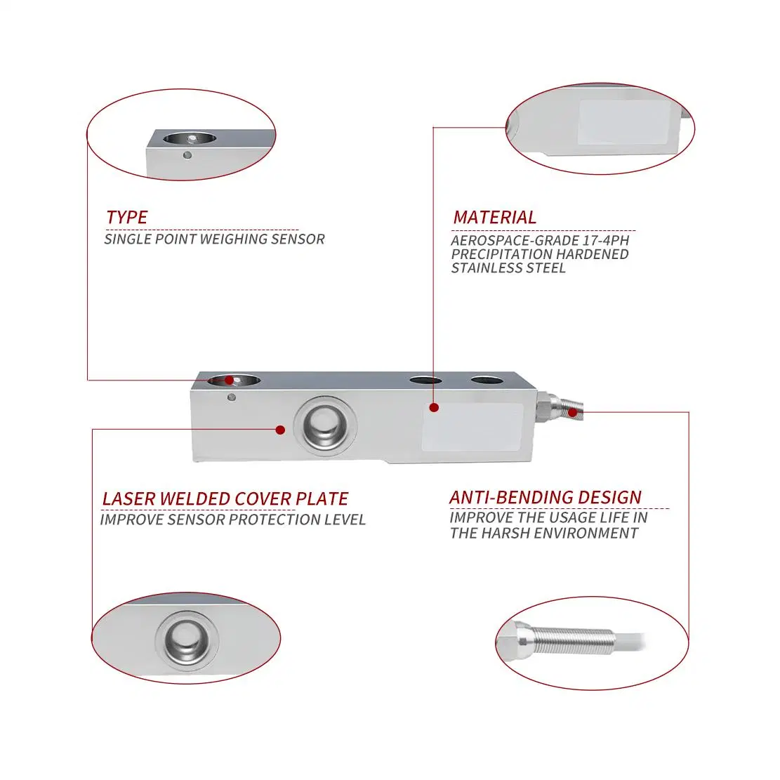 Kunwei Weight Sensor Scale Weighing Pressure Sensor Compression Load Cells for Weighing Equipment