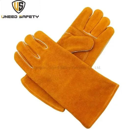 Yellow Security Protection Cow Split Leather Working Safety Labor Glove-LG1201