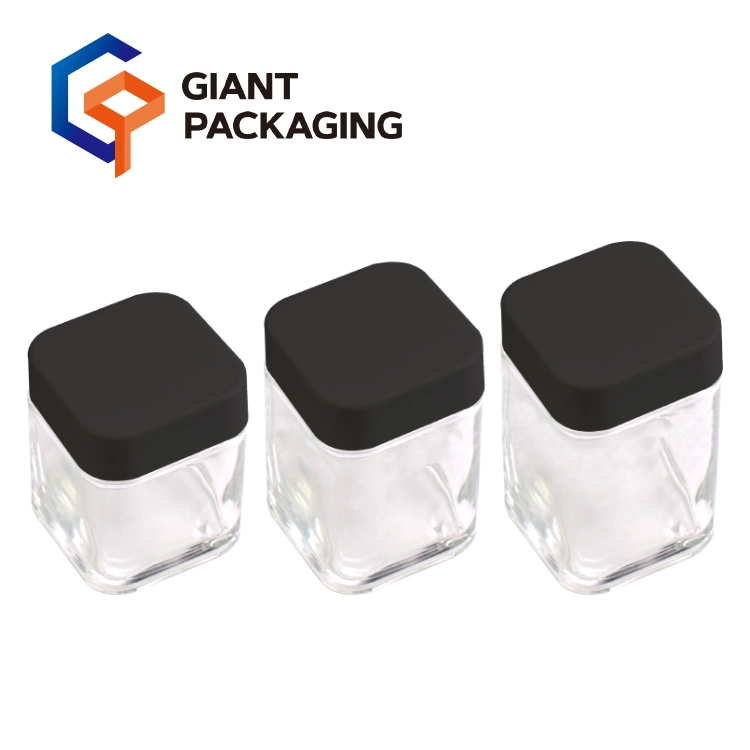 Cr ISO Giant Factory Direct 2oz 3oz 4oz Child Proof Square Cube Type 3.5g Flowers and Edibles Herb Bud Packaging Containers Glass Flower Packaging Jars