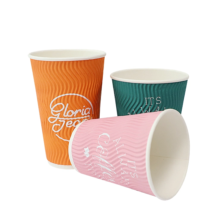 Disposable Corrugated Ripple Wall Coffee Paper Cups Coffee Shop Supplies