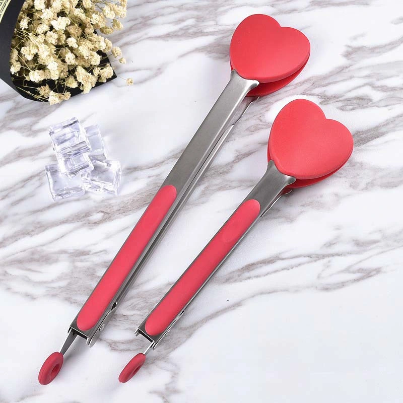 Factory Wholesale Silicone Tipped Kitchen and Salad Tongs Stainless Steel Food Tongs with Silicone Grips