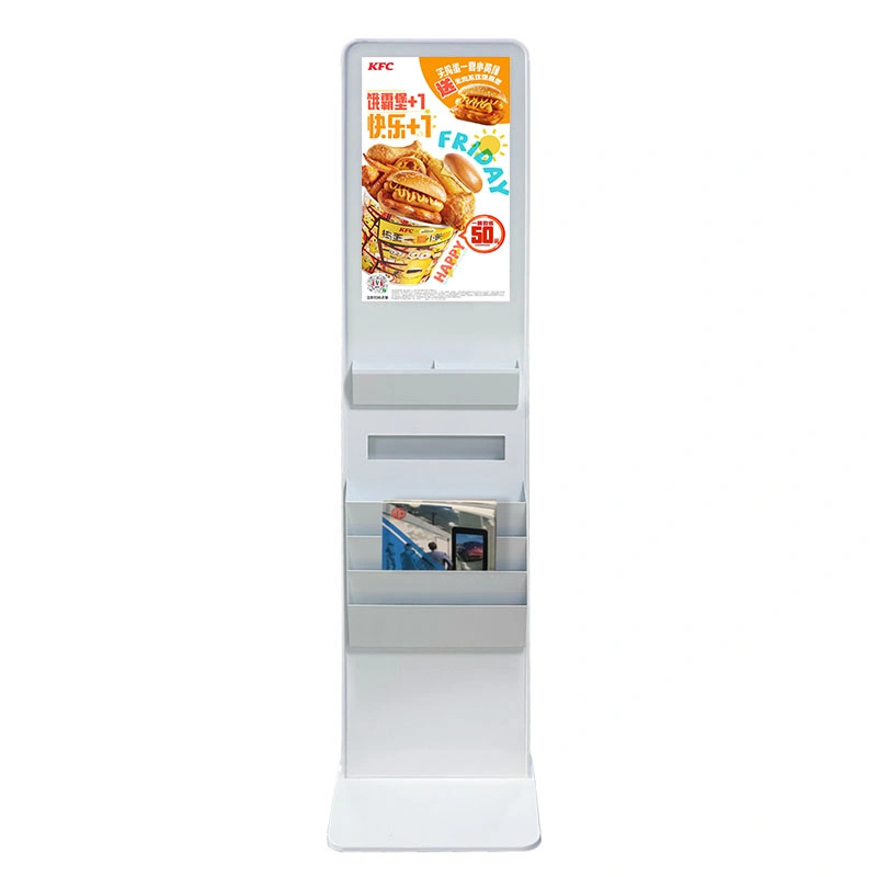 21.5" Floor Standing Digital Signage LCD Display Magazine Newspaper Shelf Interactive Touch Screen Kiosk