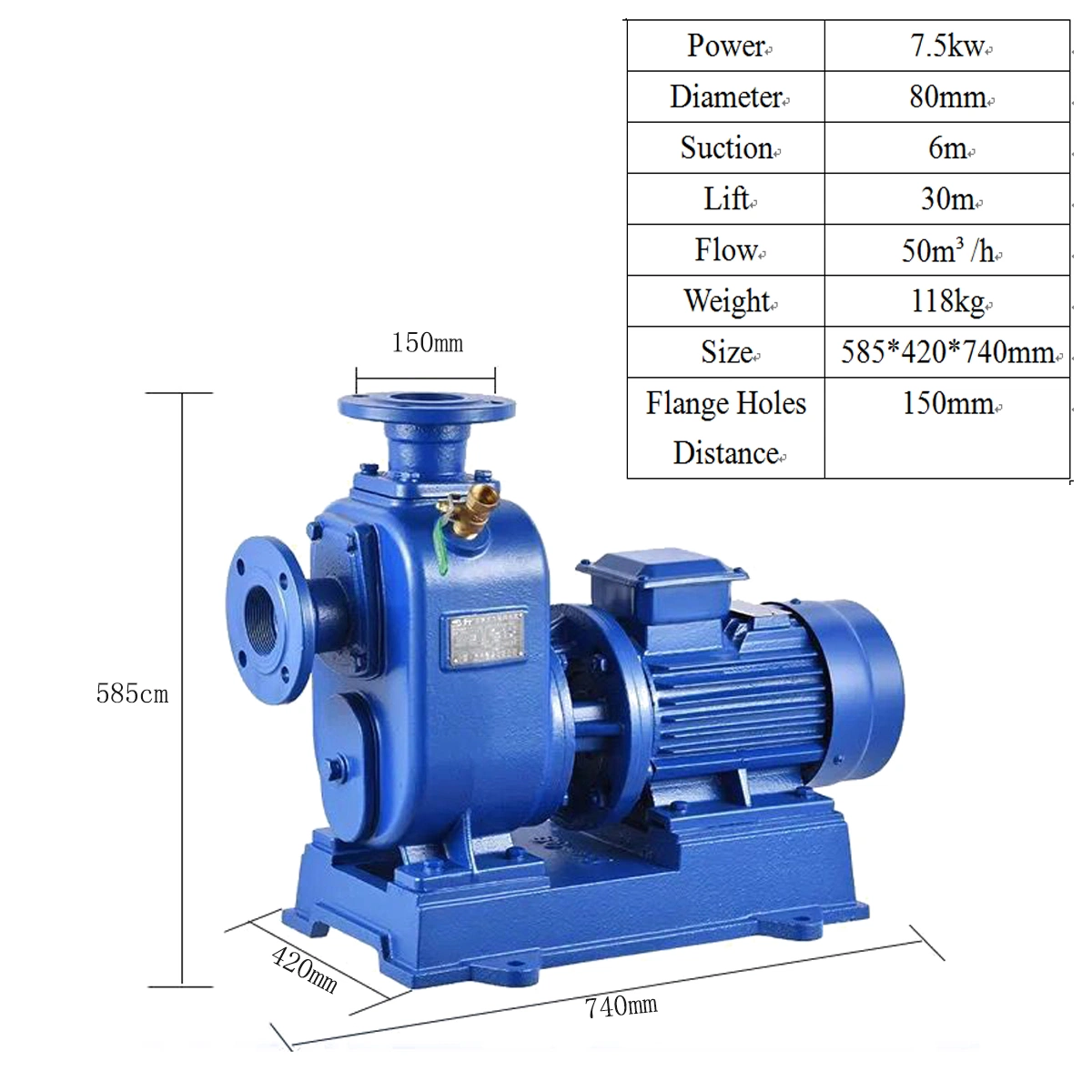 Jet100 Bomba de cebado automático de la cabeza alta bomba de agua eléctrica (0,75 KW/1CV)