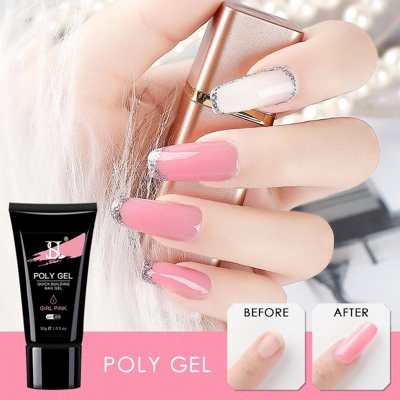 HS 12 Farben Private Label nicht toxisch UV Poly Nail Gel 30ml Tube Professional Clear Poly Acryl Gel