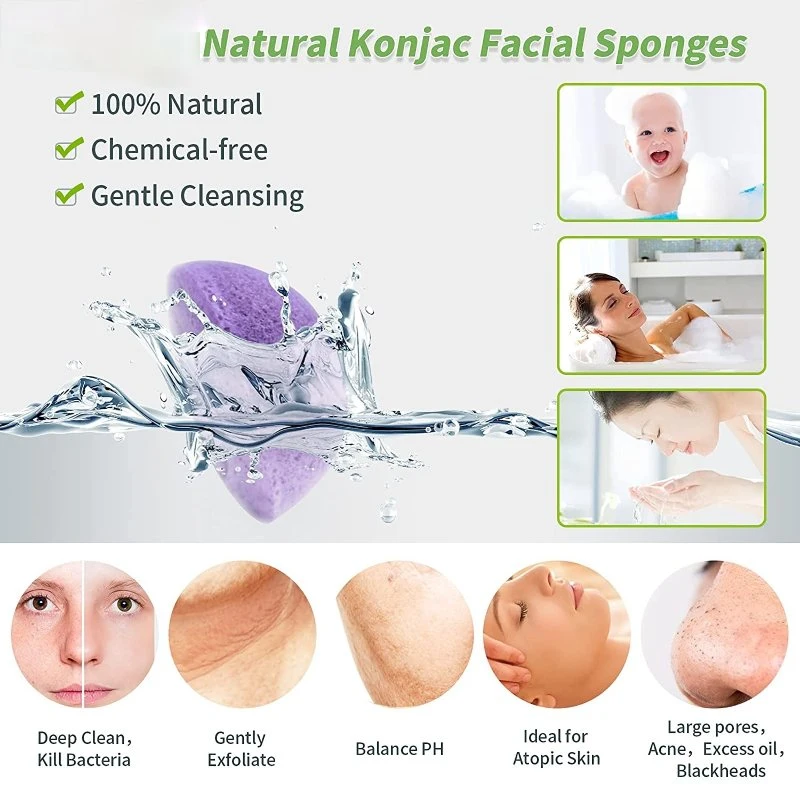 Bath Sponge Konjac Facial Sponges for All Skin Types Soft and Gentle Face Body Exfoliation and Deep Cleansing Organic Natural