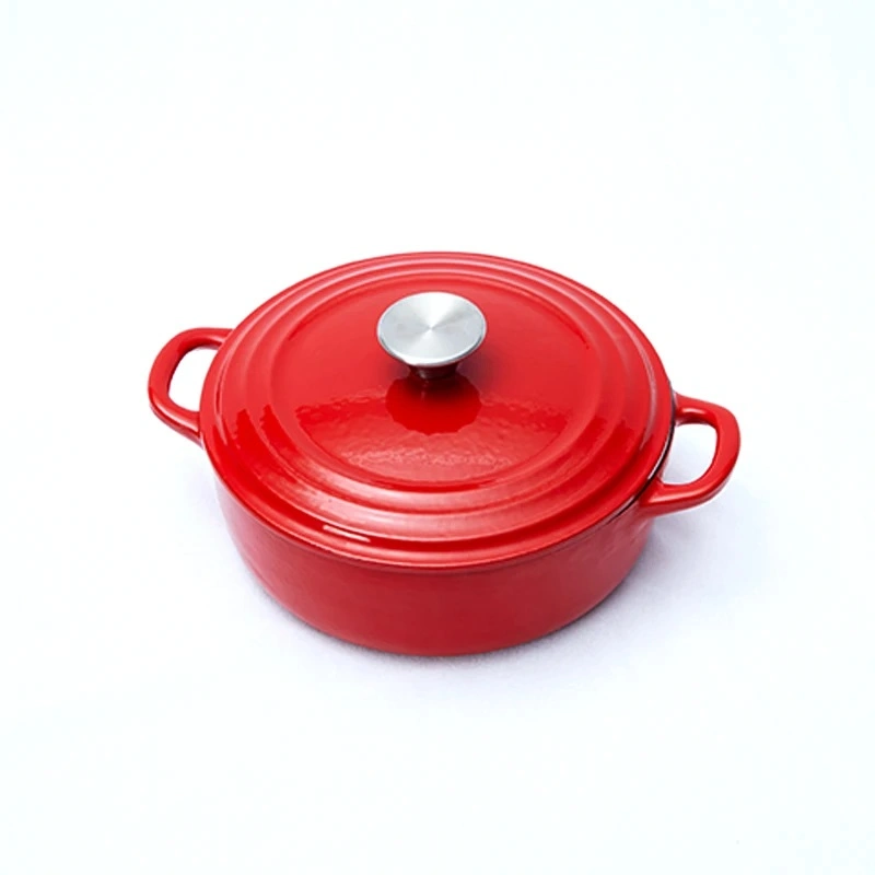 Conjunto de utensílios de cozinha isolados aquecedor de alimentos em esmalte redondo de ferro fundido Forno holandês 6qt