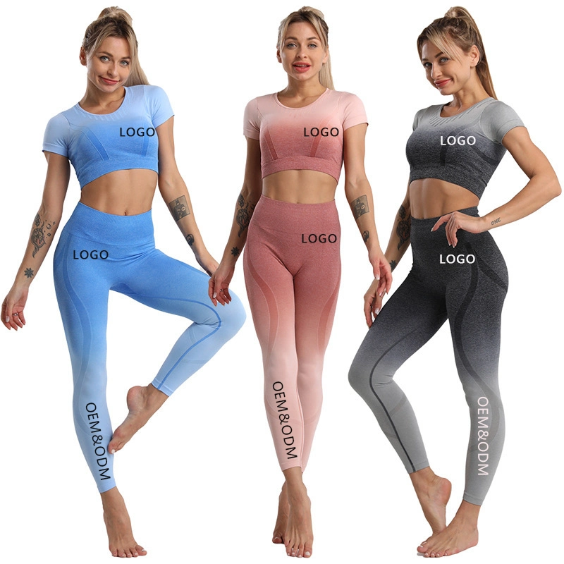 Xsunwing New Listing 2 Pieces Set Womens Leisure Gym Apparel Custom Logo Workout Top and Running Leggings Push up Ropa De Yoga Wear Tracksuits