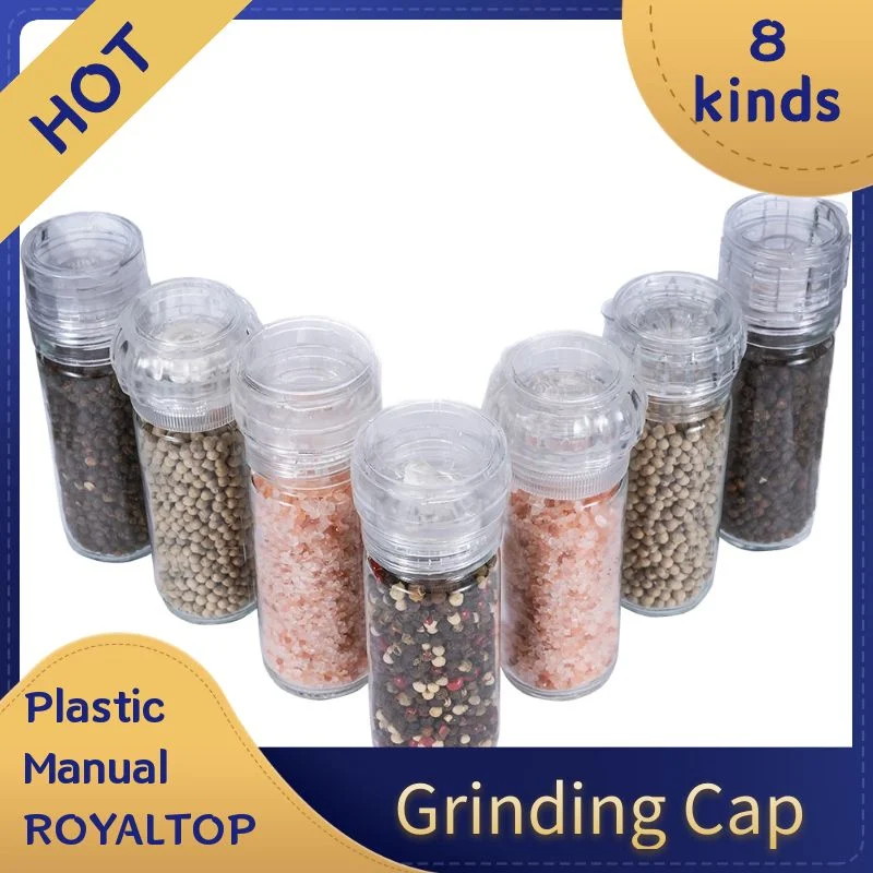 Kitchen 90ml 100ml Spice Packing Glass Container Plastic Cap Spice Mill Bottle Salt Pepper Grinder